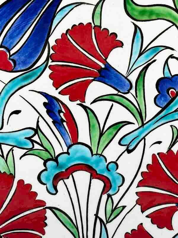 Carnation Garden 25cm Iznik Ceramic Plate - 2