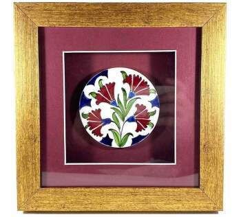 Carnation Garden Motif Iznik Ceramic Plaque - Çini Evi