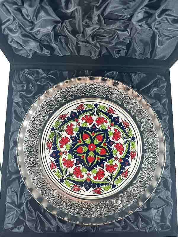 Carnation Garden Silver-Plated Ceramic Plate - 3