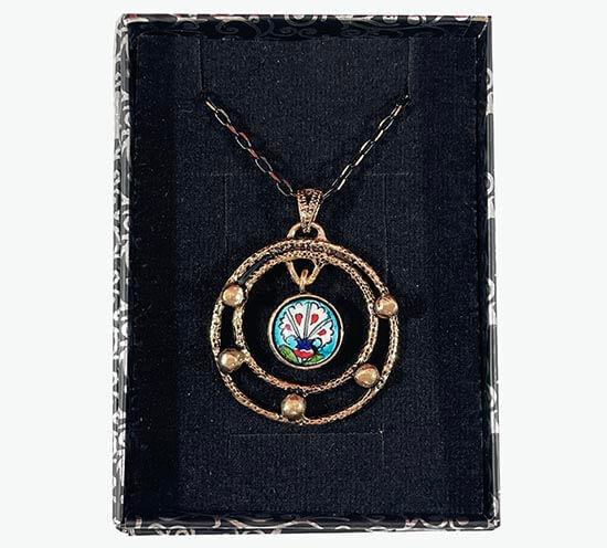 Carnation Iznik Ceramic Bronze Necklace - 2