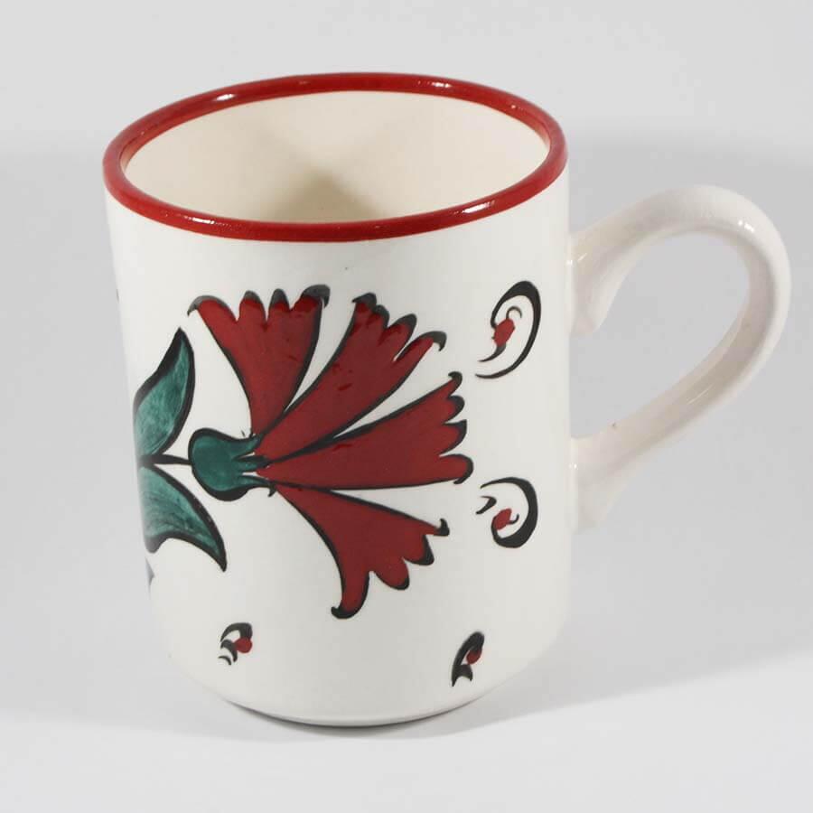 Carnation Pattern Iznik Pottery Mug - 1
