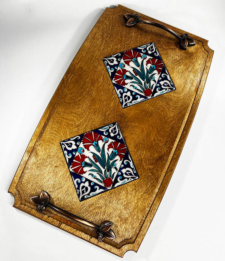 Carnation Pattern Wooden Tray - 1