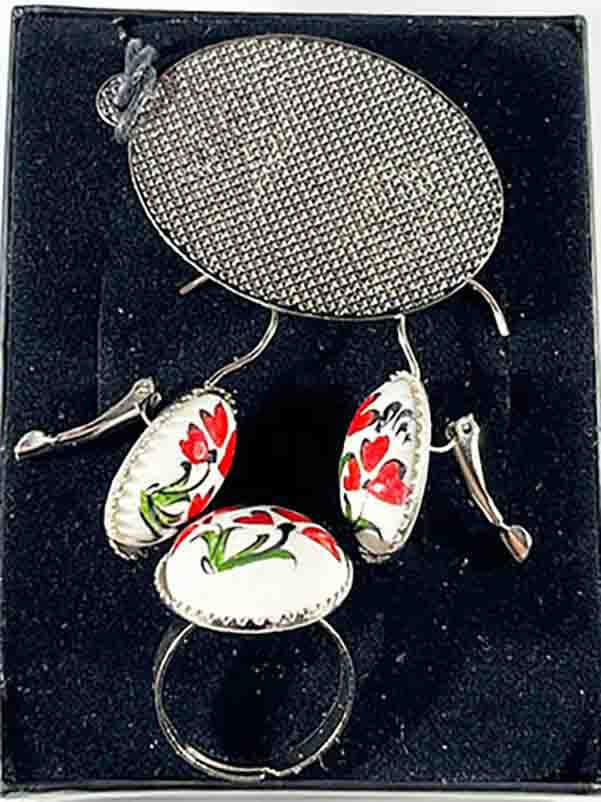 Carnations Iznik Ceramic Jewelry Set - 2