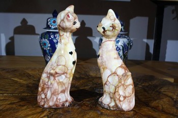 Cat Figurines – Handmade Set of 2 Ceramic Cat Figurines - 2