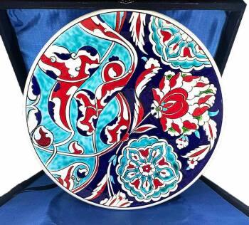 Celebration and Wedding Gift, Iznik Ceramic Plate 30 cm - Çini Evi