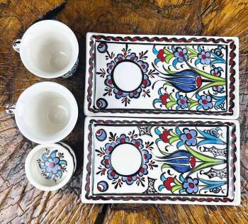 Iznik Ceramic Turkish Coffee Set Gift for a Beloved One - Çini Evi