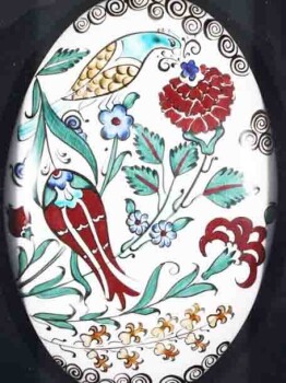 Céramique d’Iznik encadrée avec passe-partout motif Jardin du paradis - 2