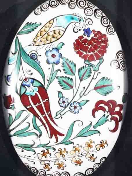 Céramique d’Iznik encadrée avec passe-partout motif Jardin du paradis - 2