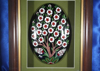 Céramique Iznik fond noir arbre de vie blanc - 2