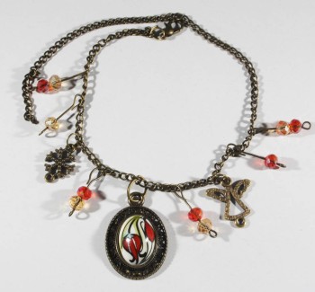 Chaîne de cheville en céramique motifs tulipes inversées et droites - 1
