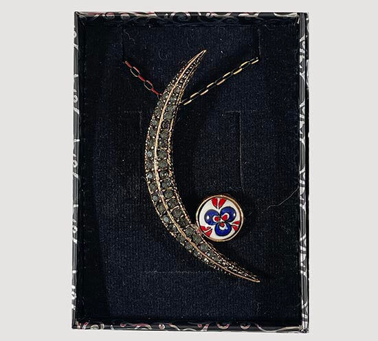 Chintemani Motif Half Moon Necklace - 2