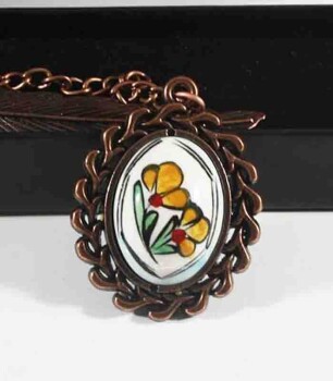 Çift Karanfil Desenli İznik Çinili Kitap Ayracı - Çini Evi