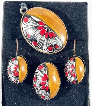 Çini Takı Seti Süt Kahve ve Haliç - Çini Evi