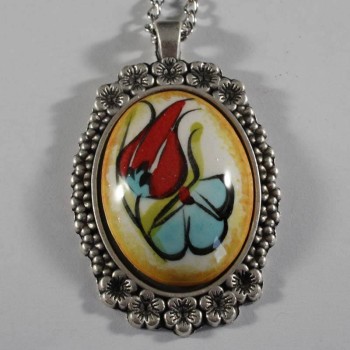 Single tulip Necklace tip - Çini Evi