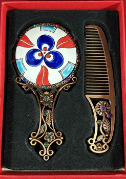 Çintemani Desenli Taraklı Ayna Seti - Çini Evi