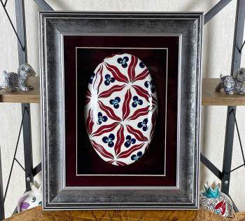 Çintemani Motifli İznik Çini - Paspartulu Vip Hediye - Çini Evi