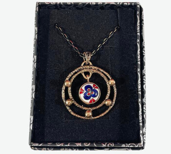 Cintemani Pattern Iznik Ceramic Bronze Necklace - Çini Evi (1)