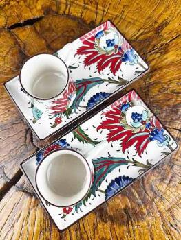 Classic Hatayi and Saz Yolu Pattern Ceramic Coffee Presentation Set - Elite Selection - 3