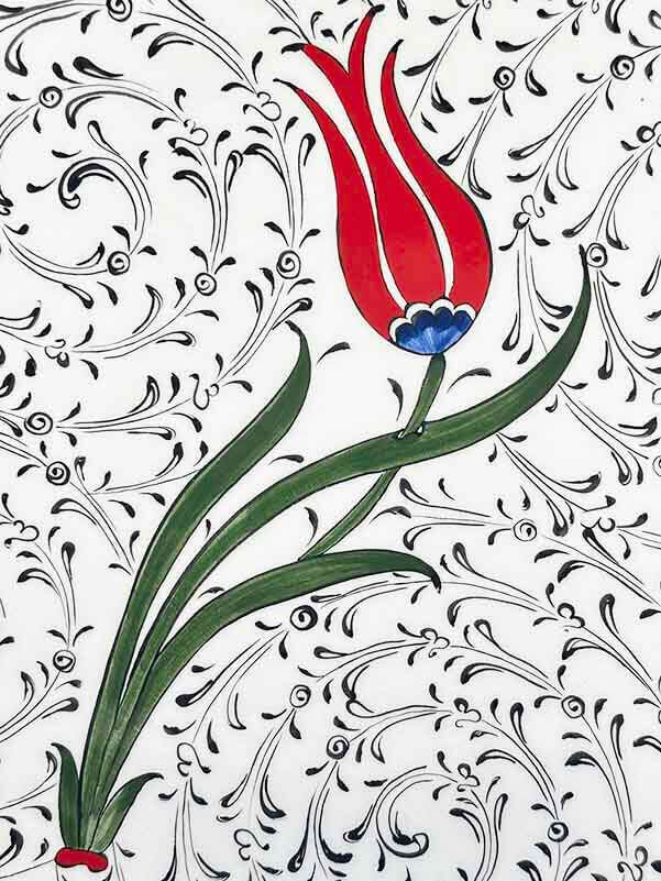 Classic Tulip Pattern Iznik Ceramic Plate – Engagement, Wedding and Promise Ceremony Gift 25 cm - 2