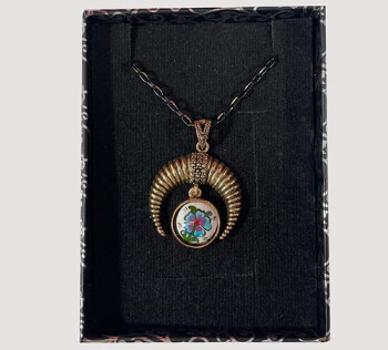 Clover Motif Iznik Ceramic Bronze Necklace - 2