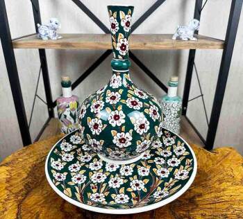 Coffret Cadeau d’Entreprise – Vase et Assiette Iznik avec Motif de l’Arbre de Vie (30 cm) - Çini Evi