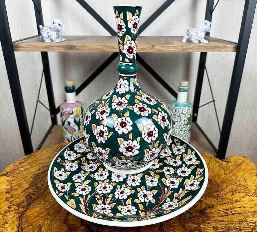 Coffret Cadeau d’Entreprise – Vase et Assiette Iznik avec Motif de l’Arbre de Vie (30 cm) - 1