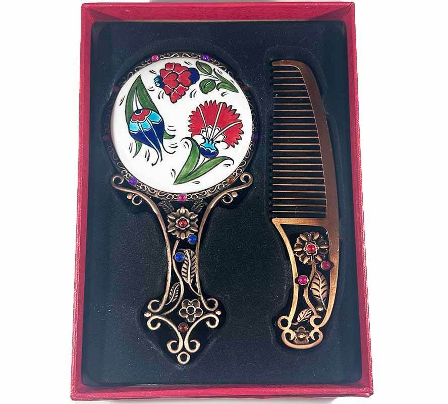 Coffret Miroir en Céramique d’Iznik – Cadeau d’Anniversaire Élégant - 1