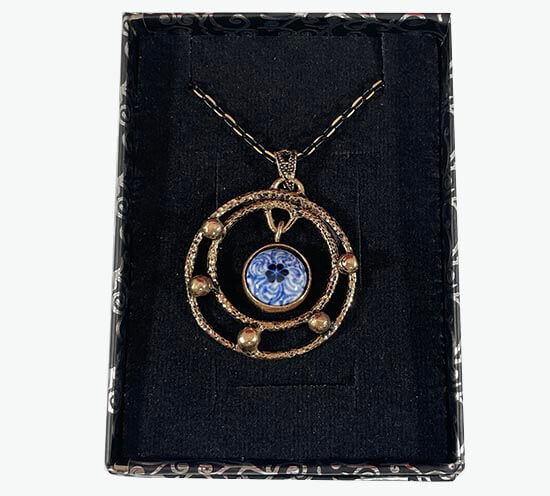 Collier en bronze et céramique d’Iznik motif Halic bleu - 2