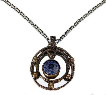 Collier en bronze et céramique d’Iznik motif Halic bleu - 1