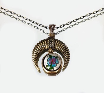 Collier bronze en céramique d’Iznik motif trèfle - Çini Evi