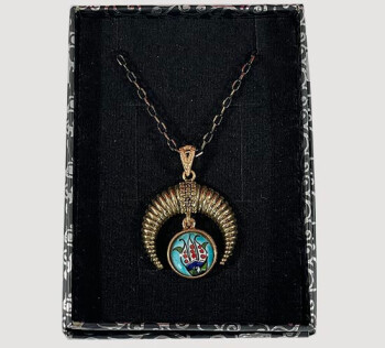 Collier Croissant en Bronze avec Céramique d’Iznik – Idée Cadeau d’Anniversaire - Çini Evi (1)