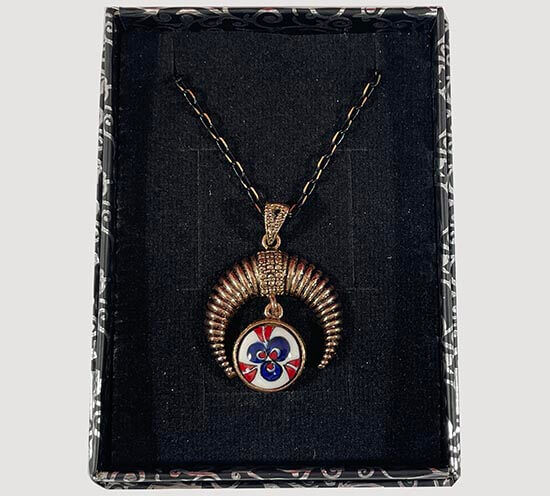Collier croissant en bronze – Motif Çintemani en céramique d’Iznik - 2