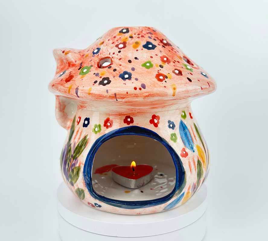 Colorful Garden Ceramic Candle Holder and Incense Burner - 1