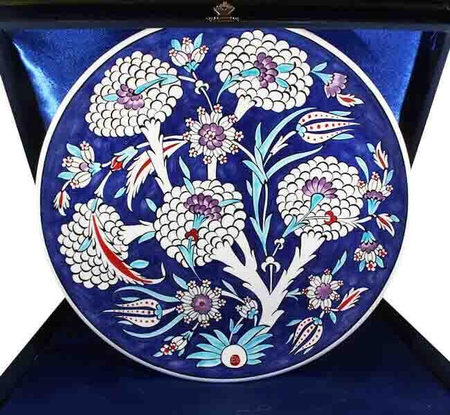 Corporate Gift Blue and White 30 cm Iznik Ceramic Plate - 1