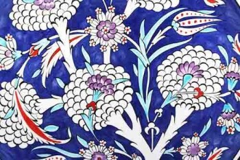 Corporate Gift Blue and White 30 cm Iznik Ceramic Plate - Çini Evi (1)