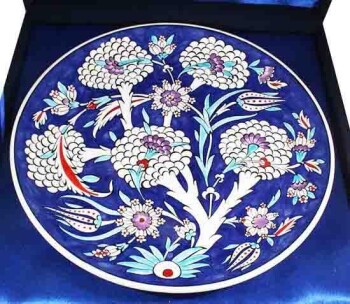 Corporate Gift Blue and White 30 cm Iznik Ceramic Plate - 3