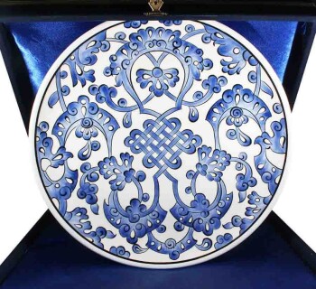 Corporate Gift Blue White 30cm Iznik Keramikplatte - Çini Evi