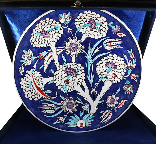 Corporate Gift Blue White 30cm Iznik Pottery Plate - 1