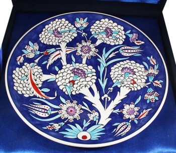 Corporate Gift Blue White 30cm Iznik Pottery Plate - 3