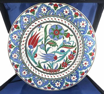 Corporate Launch Premium Plate – Handmade Red Tulip Iznik Ceramic - Çini Evi