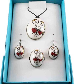 Couples in love Pottery jewelry set - Çini Evi (1)