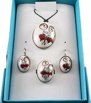 Couples in love Pottery jewelry set - 1