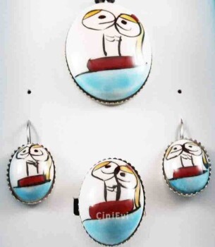Couples in the sandals Pottery jewelry set - Çini Evi (1)