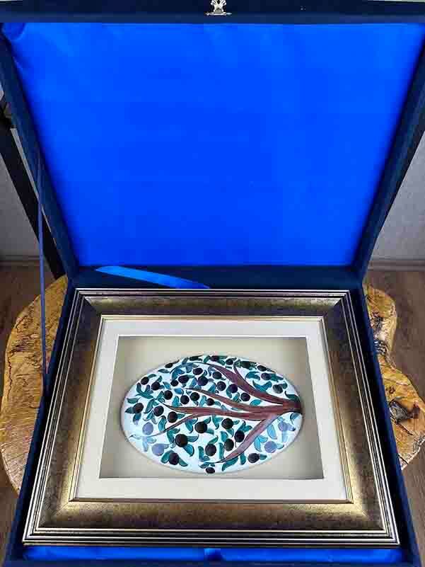 Céramique d’Iznik Encadrée avec Passe-partout – Motif Arbre d’Olivier - 3