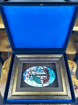 Cultural Representation Gift – Handmade Iznik Tile Wall Art with Ottoman Galleon Motif - 3