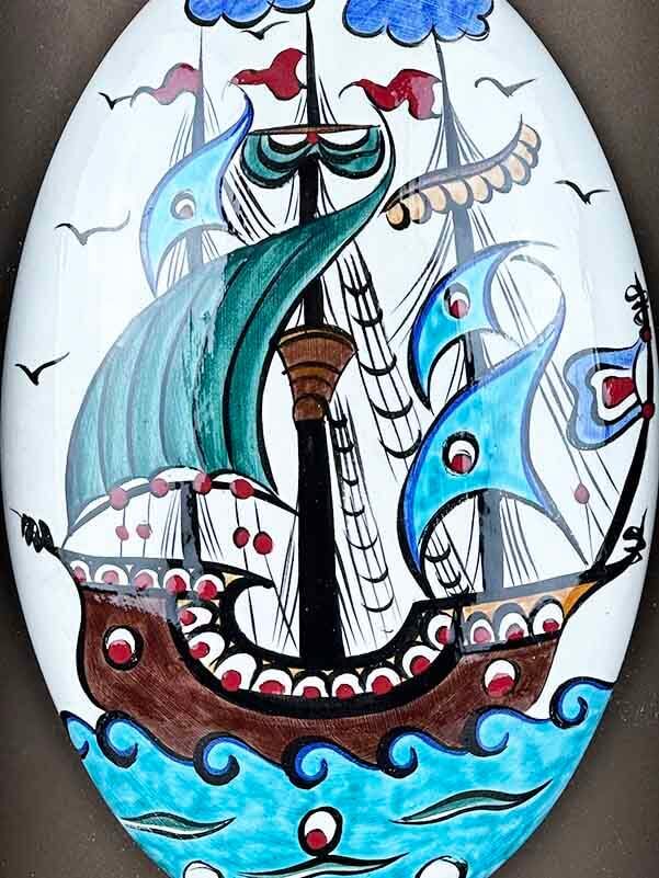 Cultural Representation Gift – Handmade Iznik Tile Wall Art with Ottoman Galleon Motif - 2