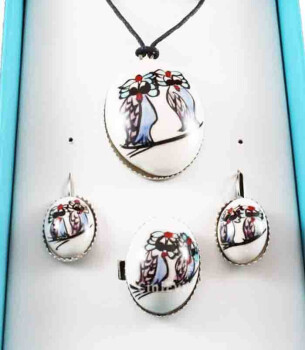 Cute Owls Ceramic Jewelry Set - 1