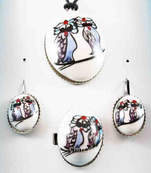 Cute Owls Pottery Jewelry Set - Çini Evi (1)