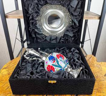 Dankeschön-Geschenk – handgefertigtes Iznik-Keramik-Kannen- und Teller-Set - 3