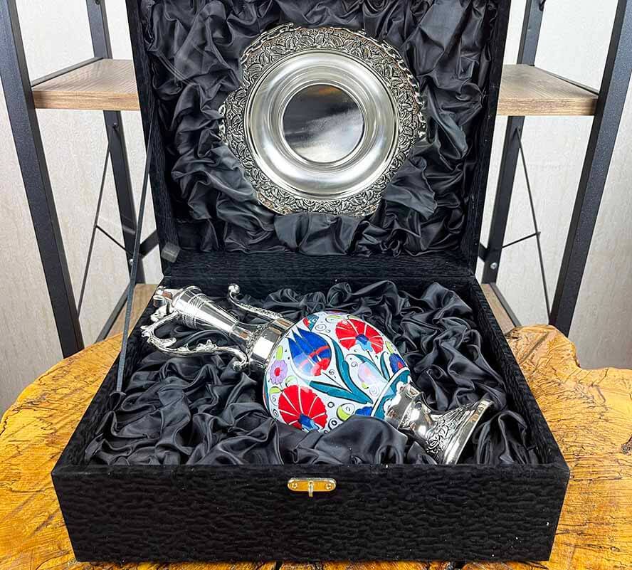 Dankeschön-Geschenk – handgefertigtes Iznik-Keramik-Kannen- und Teller-Set - 3